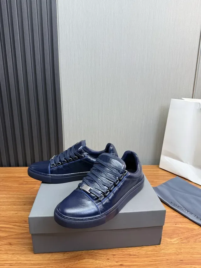 Balenciaga Navy Leather Upper Metal Eyelet Hardware Lifestyle Sneakers 3