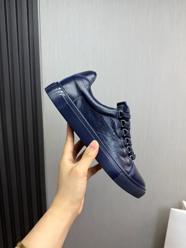 Balenciaga Navy Leather Upper Metal Eyelet Hardware Lifestyle Sneakers 4