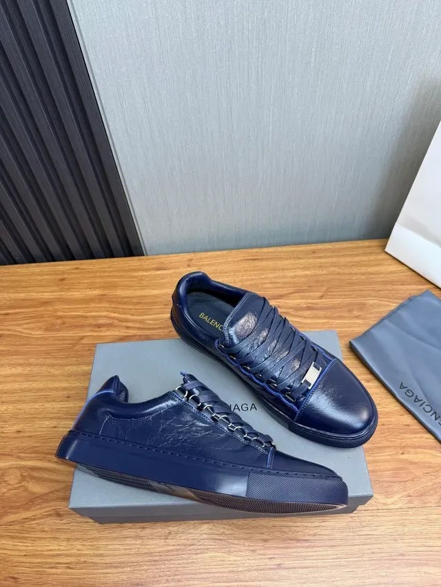 Balenciaga Navy Leather Upper Metal Eyelet Hardware Lifestyle Sneakers 5