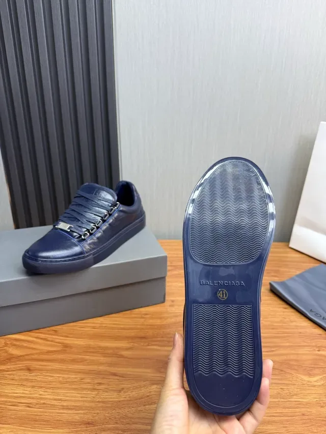 Balenciaga Navy Leather Upper Metal Eyelet Hardware Lifestyle Sneakers 10
