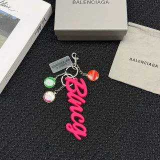 Balenciaga Pink Multicolor Sculpted Script Charm Pendant Phone Accessory