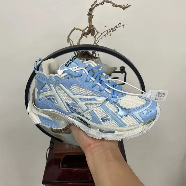 Balenciaga Runner Light Blue and White Chunky Sneakers 6