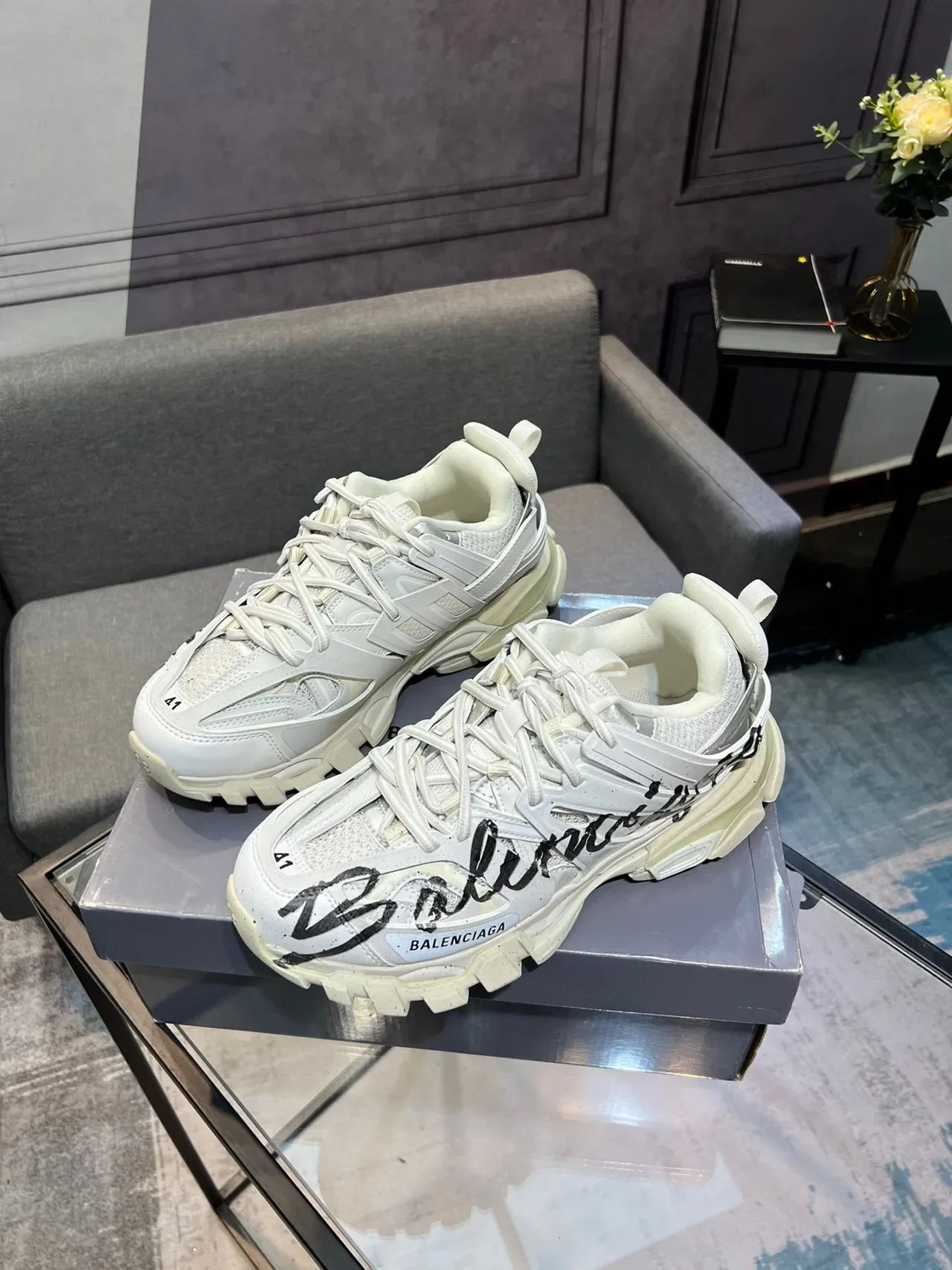 Balenciaga Runner Script Logo White Chunky Sneakers 3