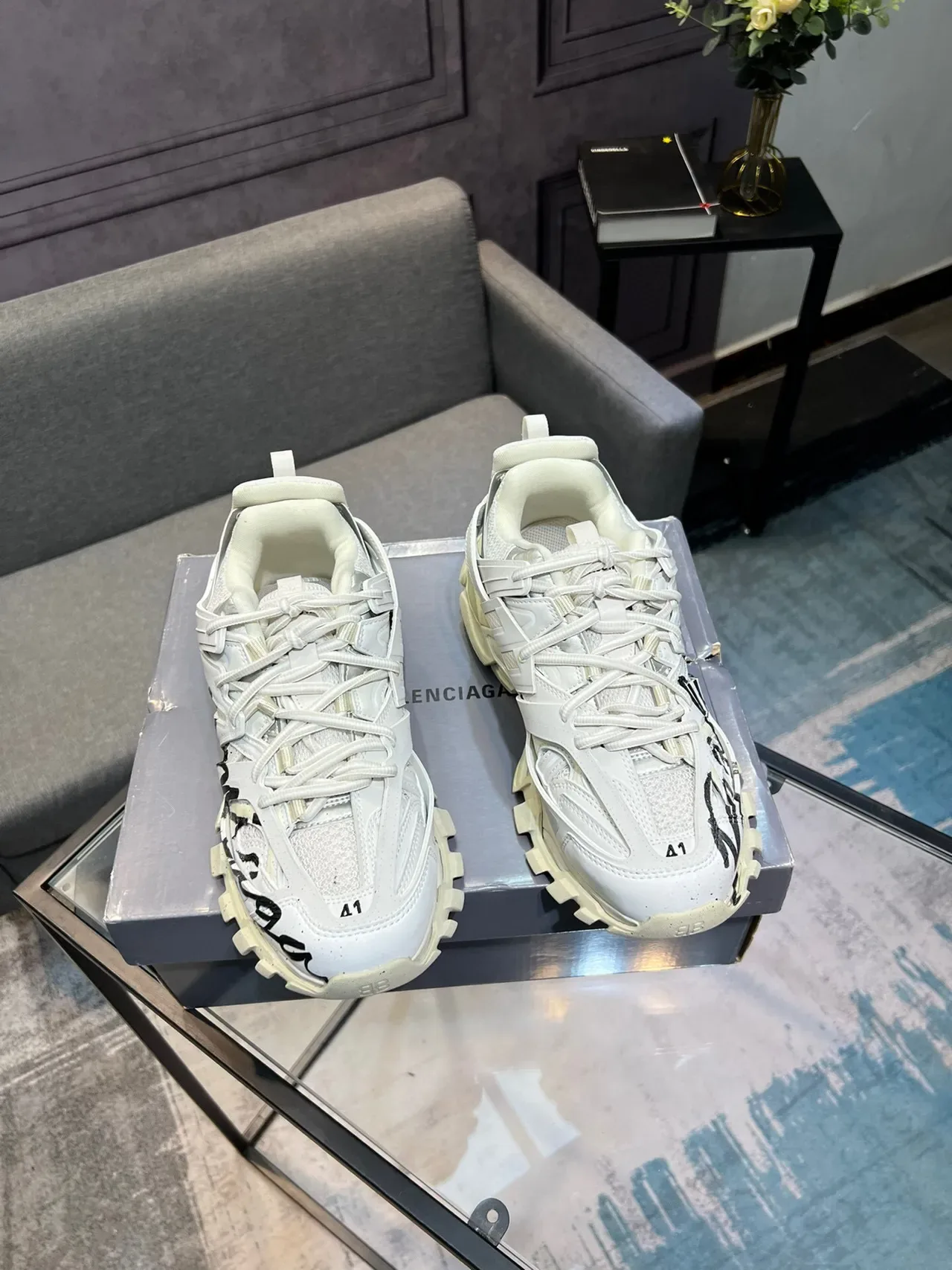 Balenciaga Runner Script Logo White Chunky Sneakers 5