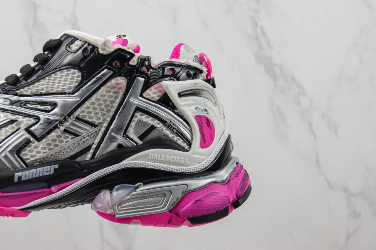 Balenciaga Runner Silver White Black Pink Chunky Sneakers 7