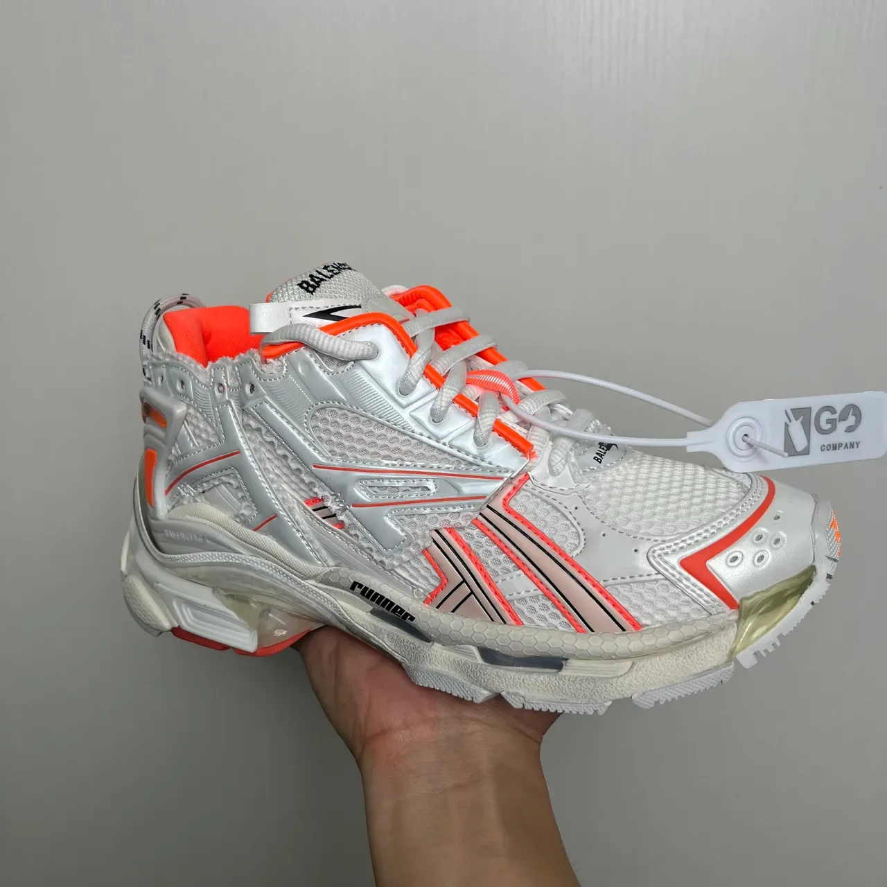 Balenciaga Runner أبيض وبرتقالي حذاء رياضي سميك 2