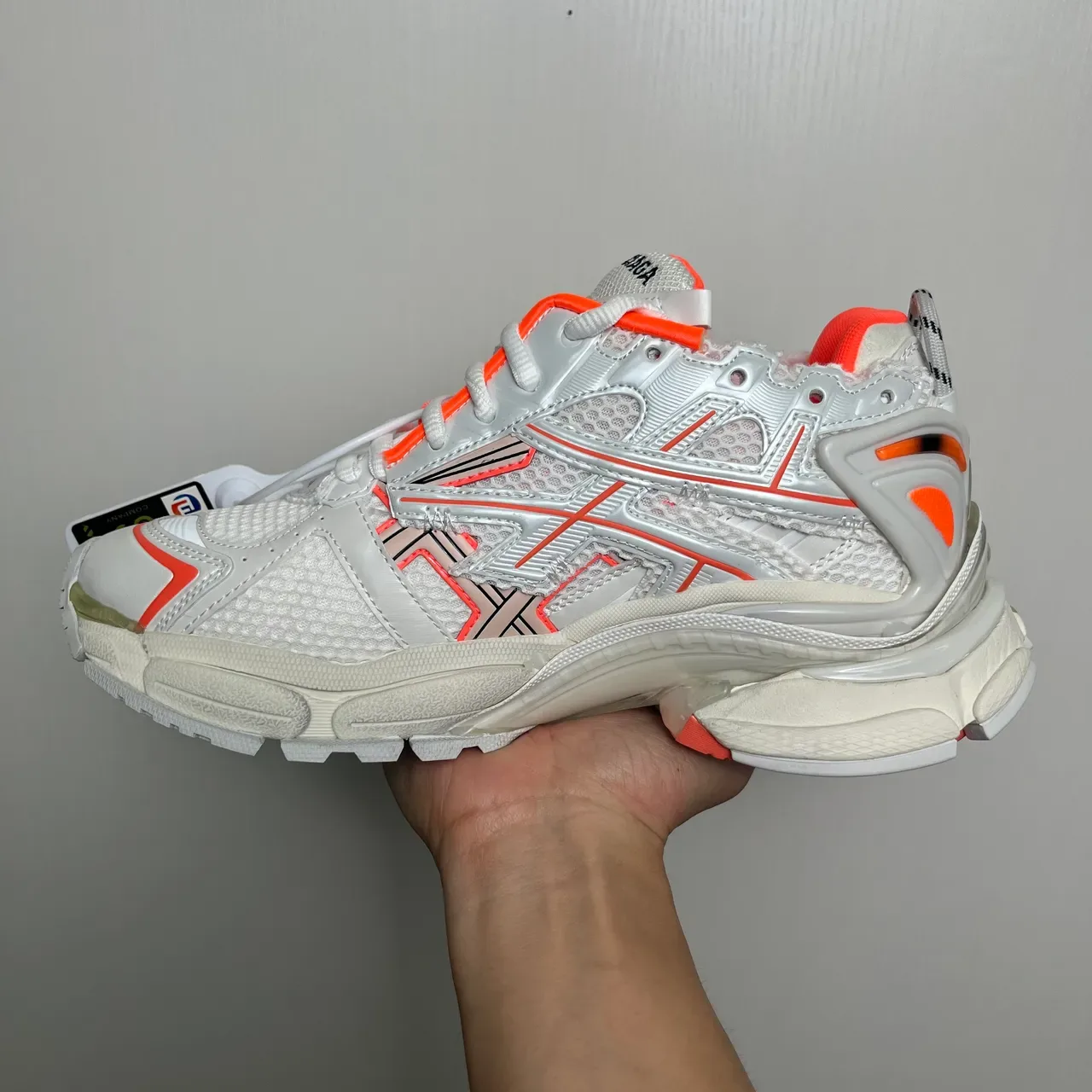 Balenciaga Runner أبيض وبرتقالي حذاء رياضي سميك 3