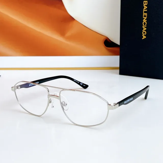 Balenciaga Silver Brown Metal Aviator-Style Angular Lens Shape Sunglasses 3