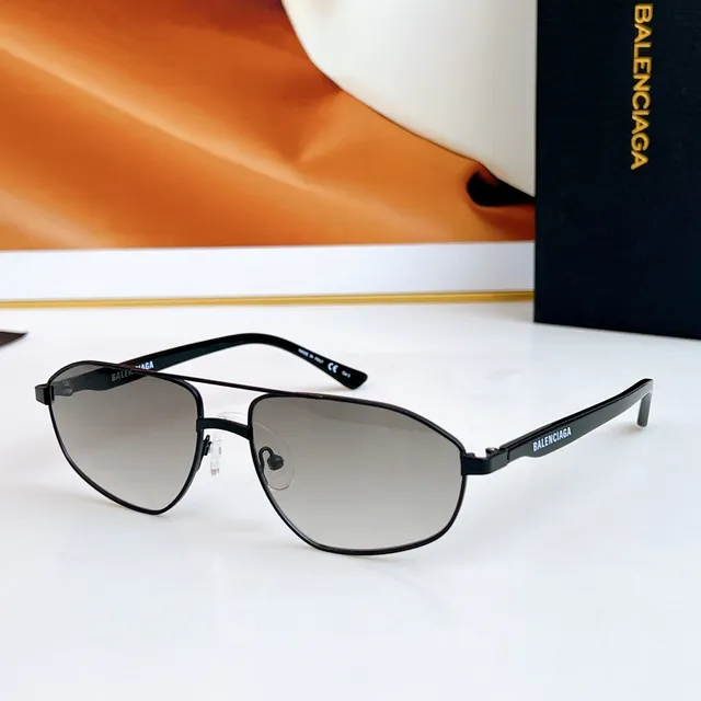 Balenciaga Silver Brown Metal Aviator-Style Angular Lens Shape Sunglasses 5