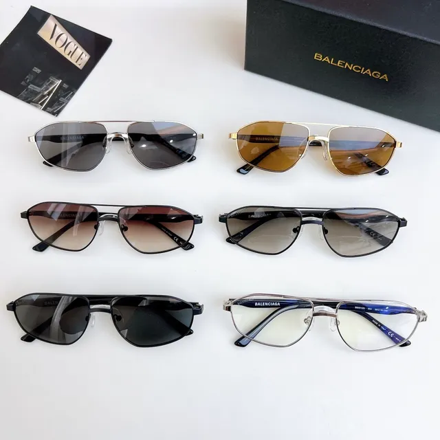 Balenciaga Silver Brown Metal Aviator-Style Angular Lens Shape Sunglasses 8