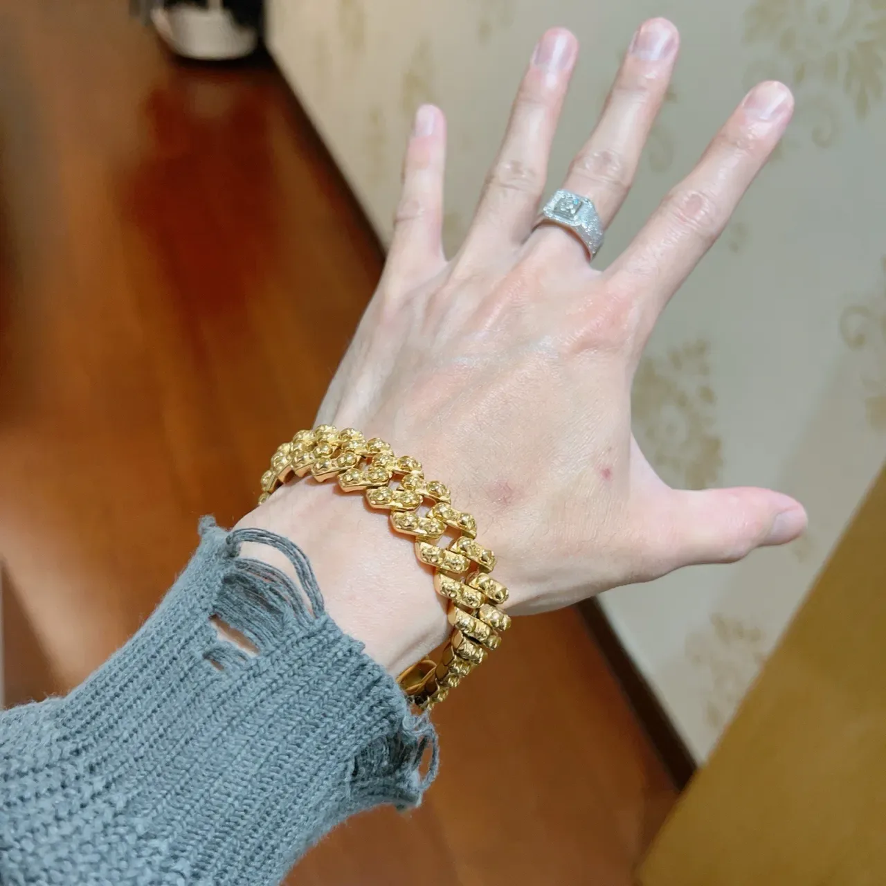 Bracelet Balenciaga Chaîne Crâne Chaîne Or Perle Ensemble Chaîne Curb Link 4