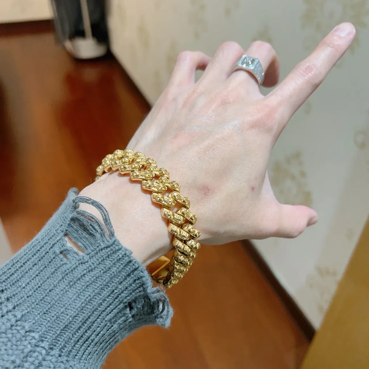 Bracelet Balenciaga Chaîne Crâne Chaîne Or Perle Ensemble Chaîne Curb Link 8