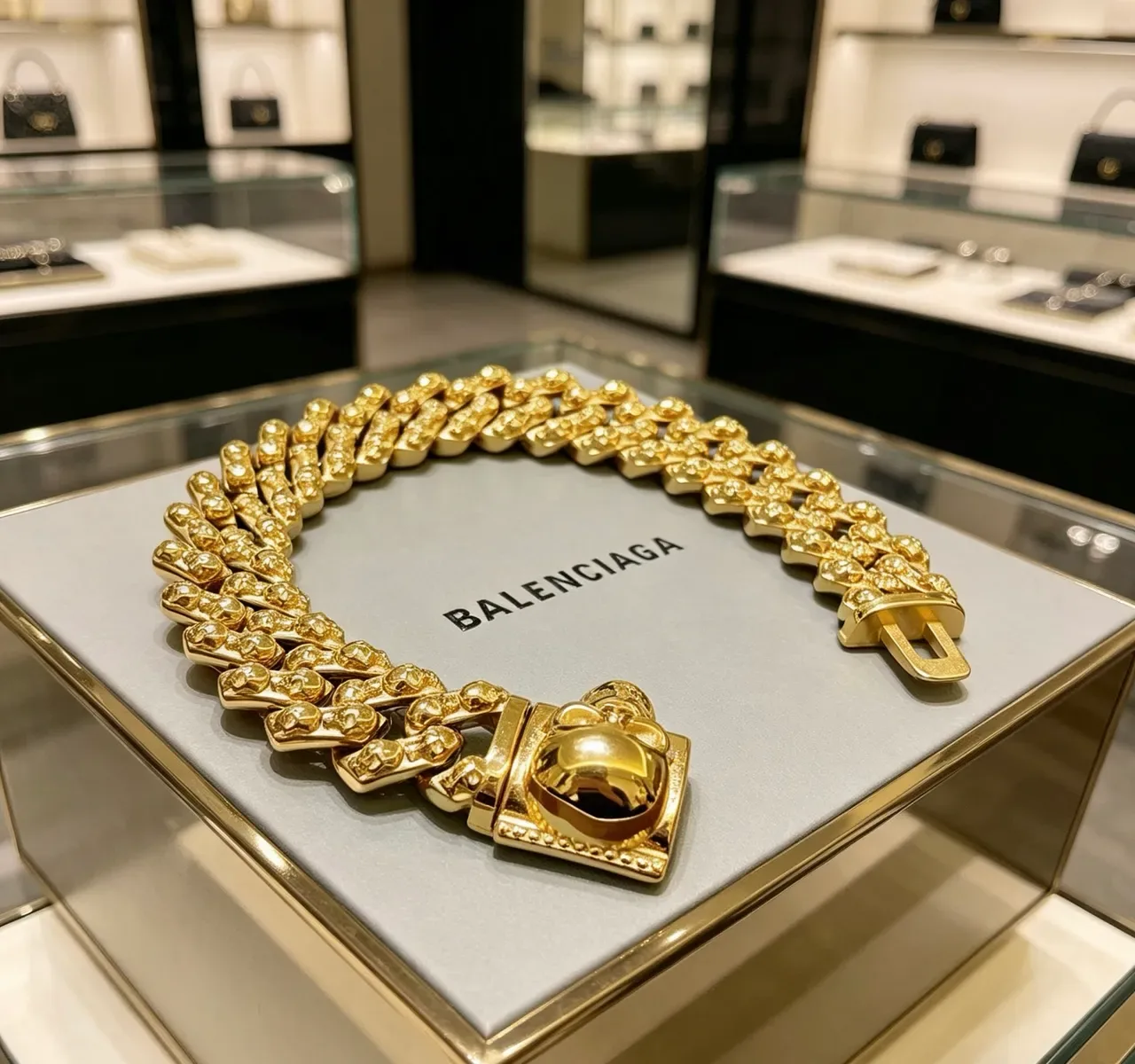 Bracelet Balenciaga Chaîne Crâne Chaîne Or Perle Ensemble Chaîne Curb Link 9
