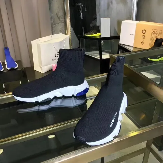 Balenciaga Speed Trainer سنيكرز أسلوب الحياة أسود وأزرق 4