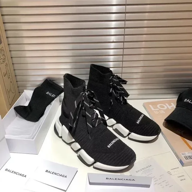 Balenciaga Speed Trainer sneakers de mode de vie noir et blanc en maille 4