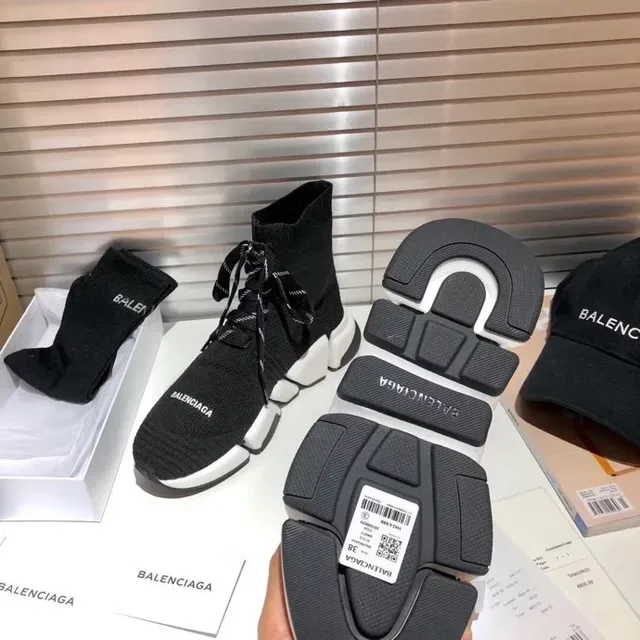 Balenciaga Speed Trainer sneakers de mode de vie noir et blanc en maille 5