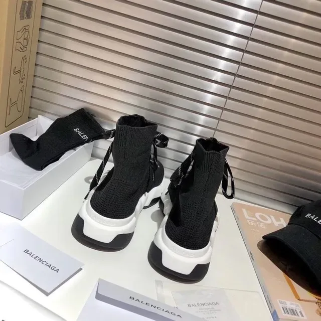 Balenciaga Speed Trainer sneakers de mode de vie noir et blanc en maille 7
