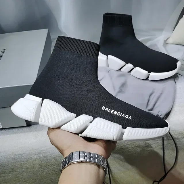 Balenciaga Speed Trainer Black and White sneakers lifestyle 3