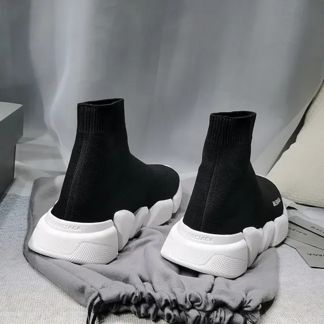 Balenciaga Speed Trainer Black and White sneakers lifestyle 4