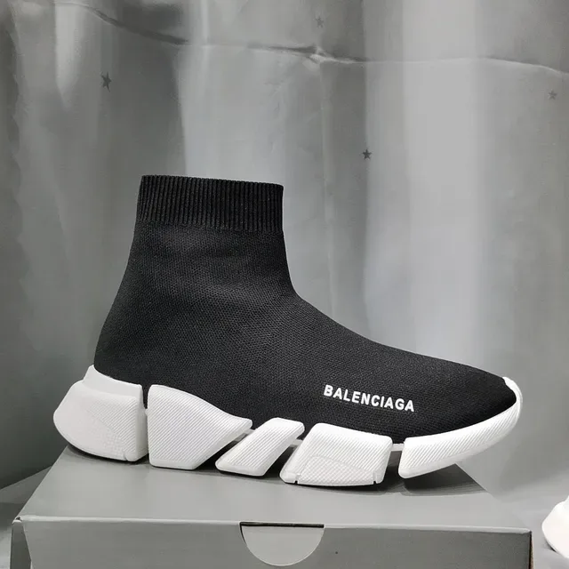 Balenciaga Speed Trainer Black and White sneakers lifestyle 6