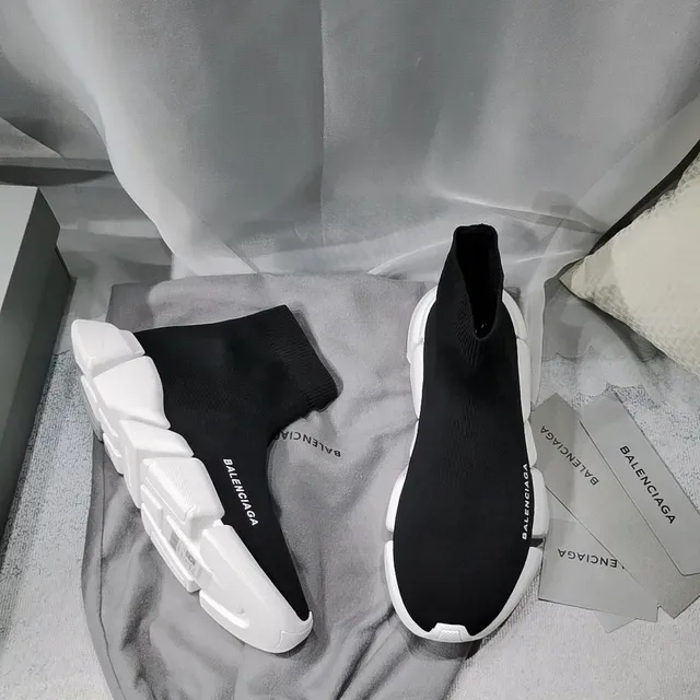 Balenciaga Speed Trainer Black and White sneakers lifestyle 7