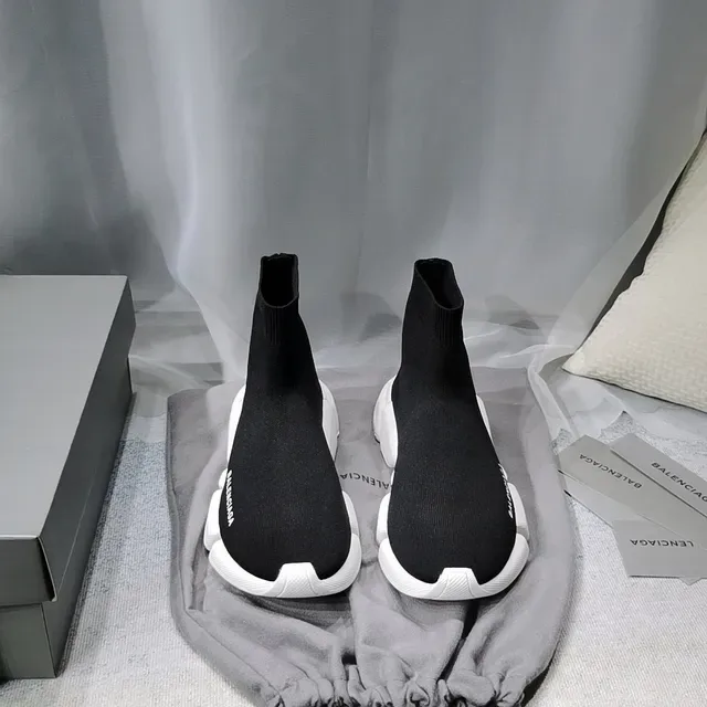 Balenciaga Speed Trainer Black and White sneakers lifestyle 8