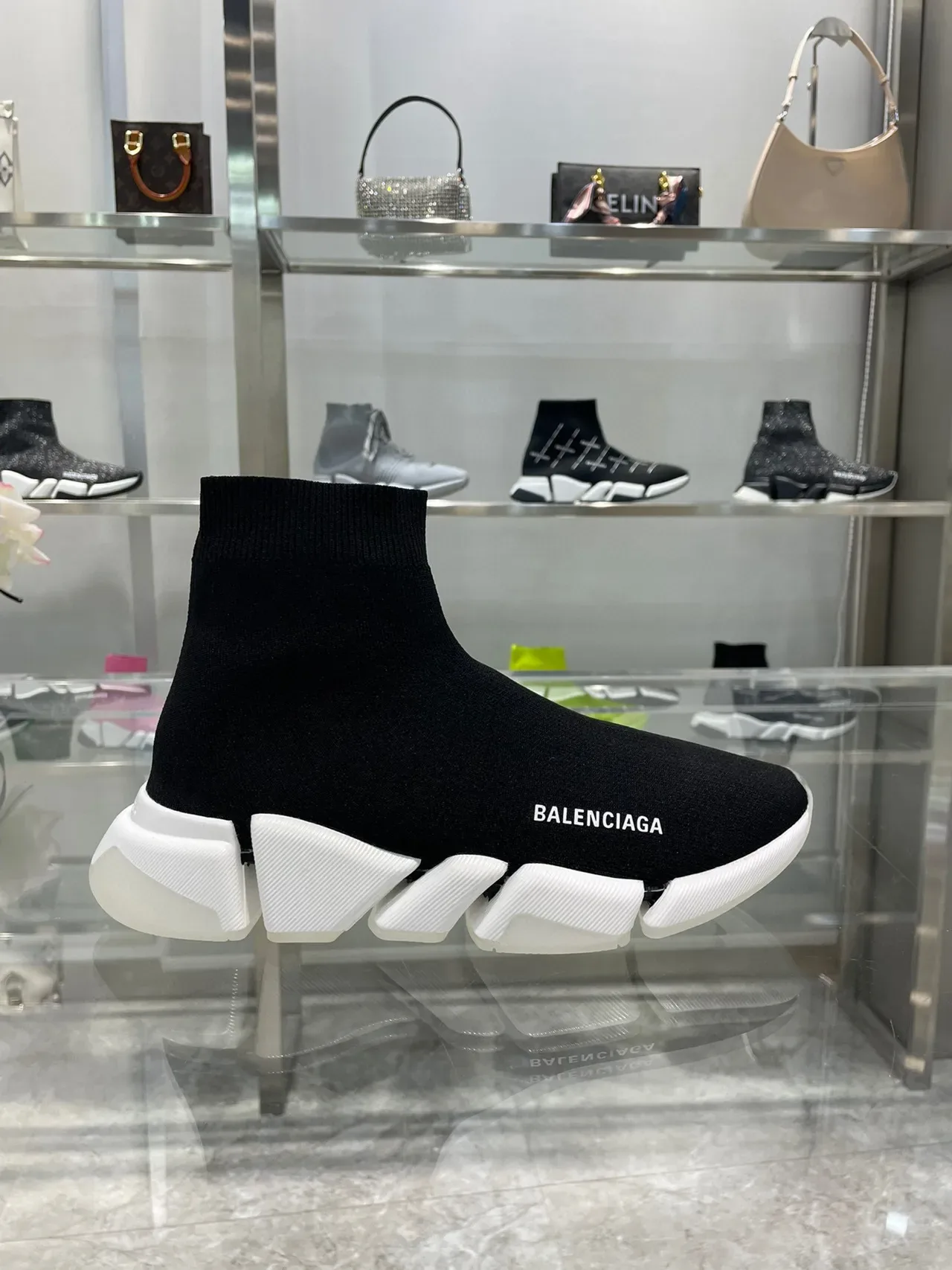 Balenciaga Speed Trainer Black and White Lifestyle Sneakers 5