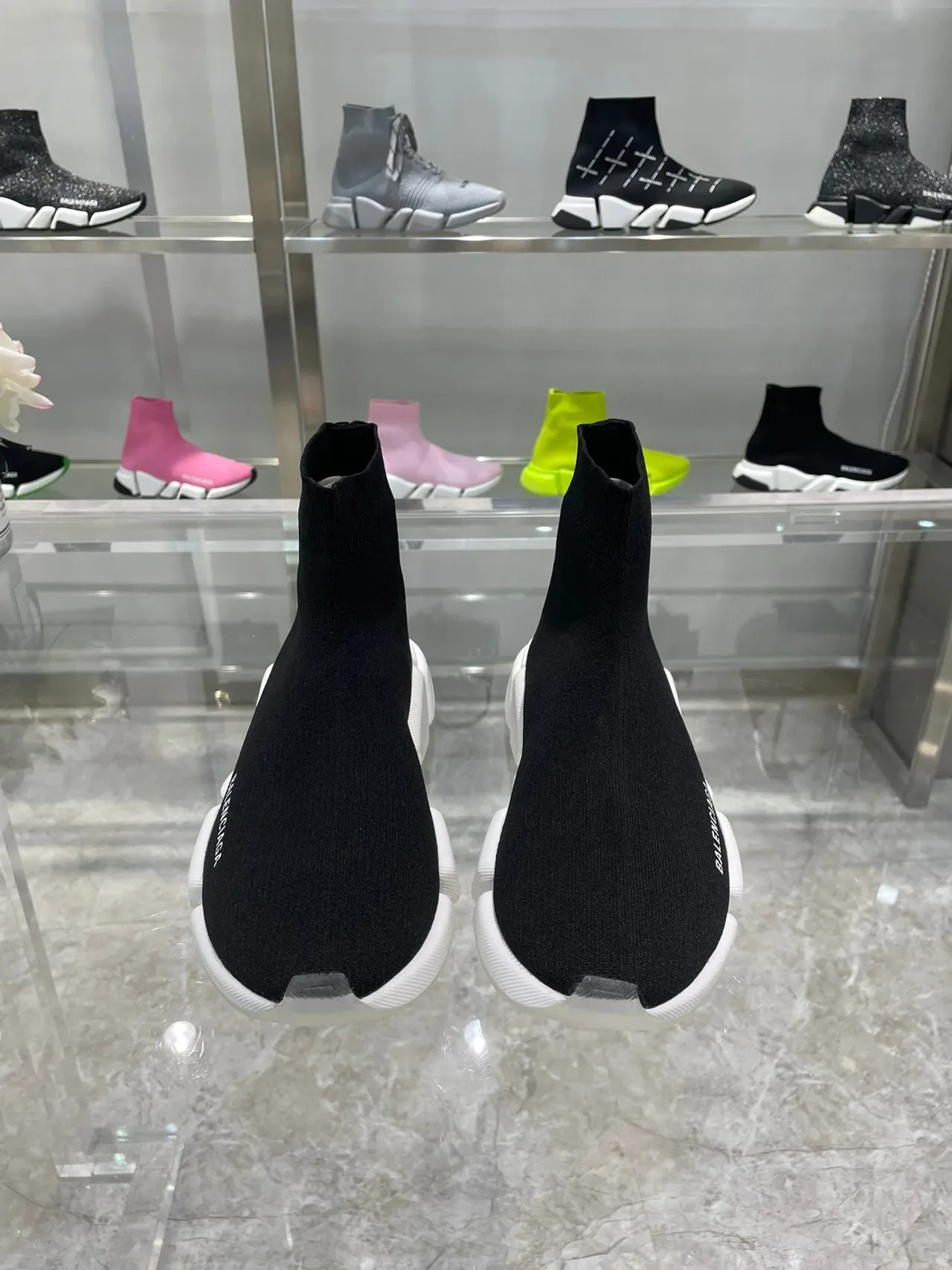 Balenciaga Speed Trainer Black and White Lifestyle Sneakers 7