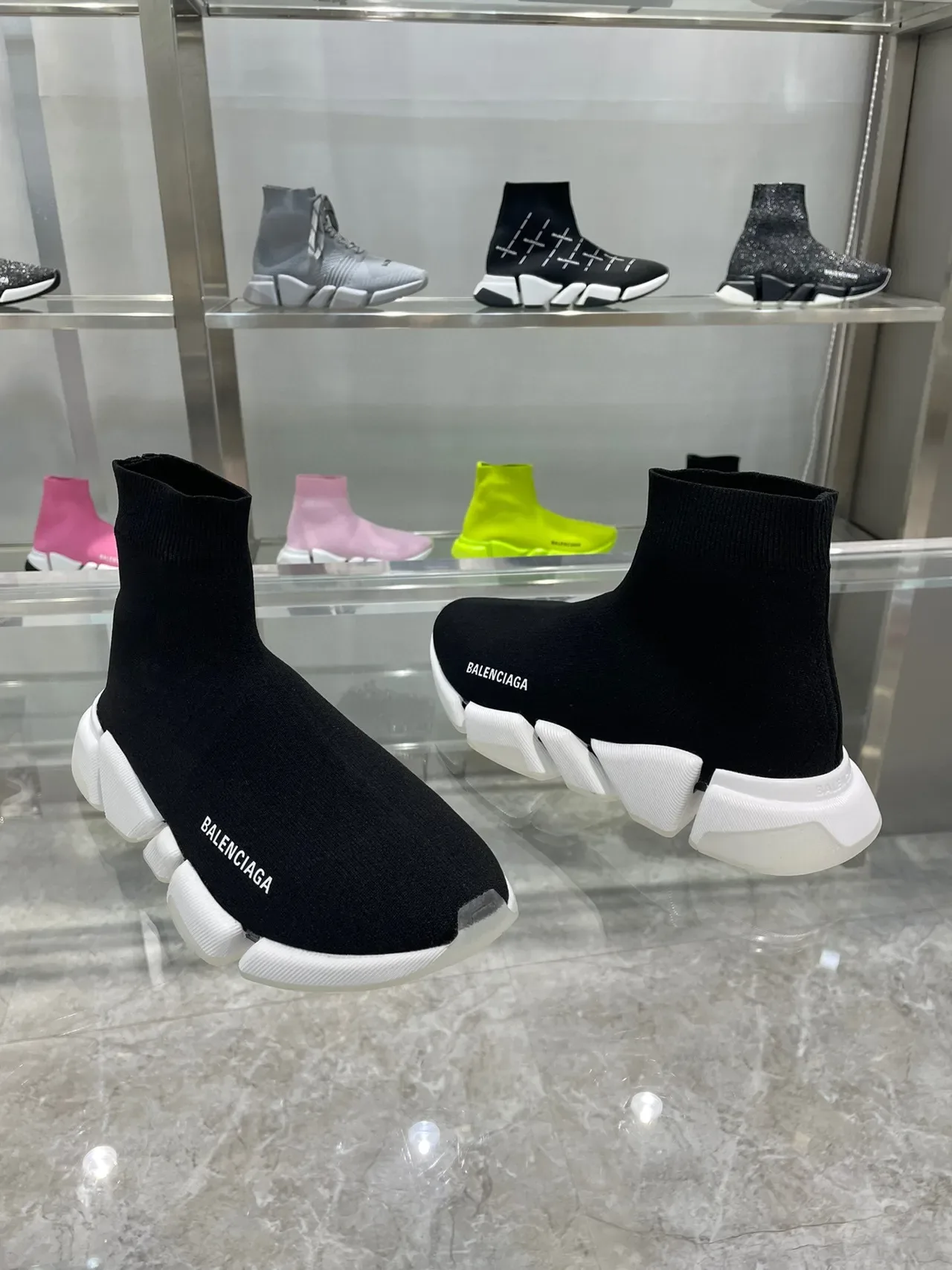 Balenciaga Speed Trainer Black and White Lifestyle Sneakers 8