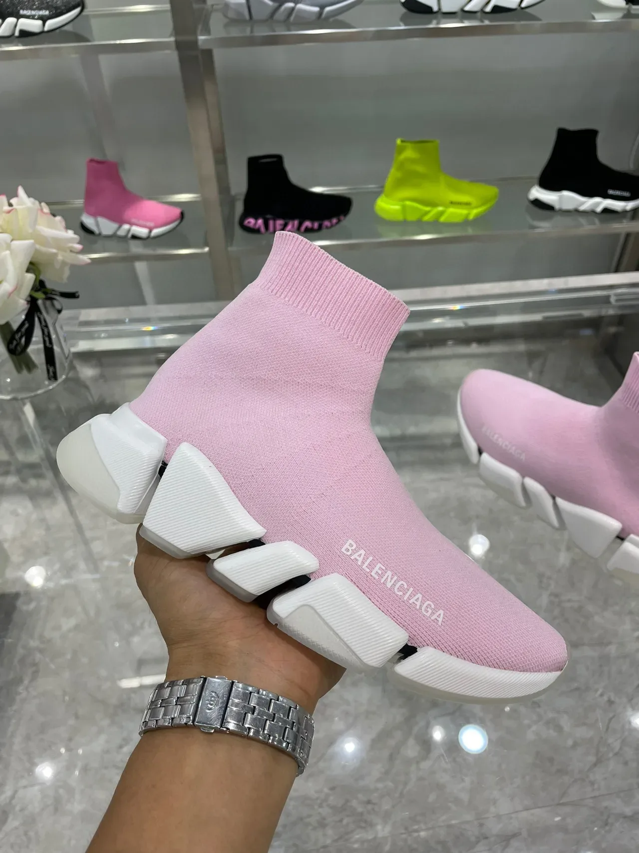 Balenciaga Speed Trainer Pink Sock-Fit Lifestyle Sneakers 3