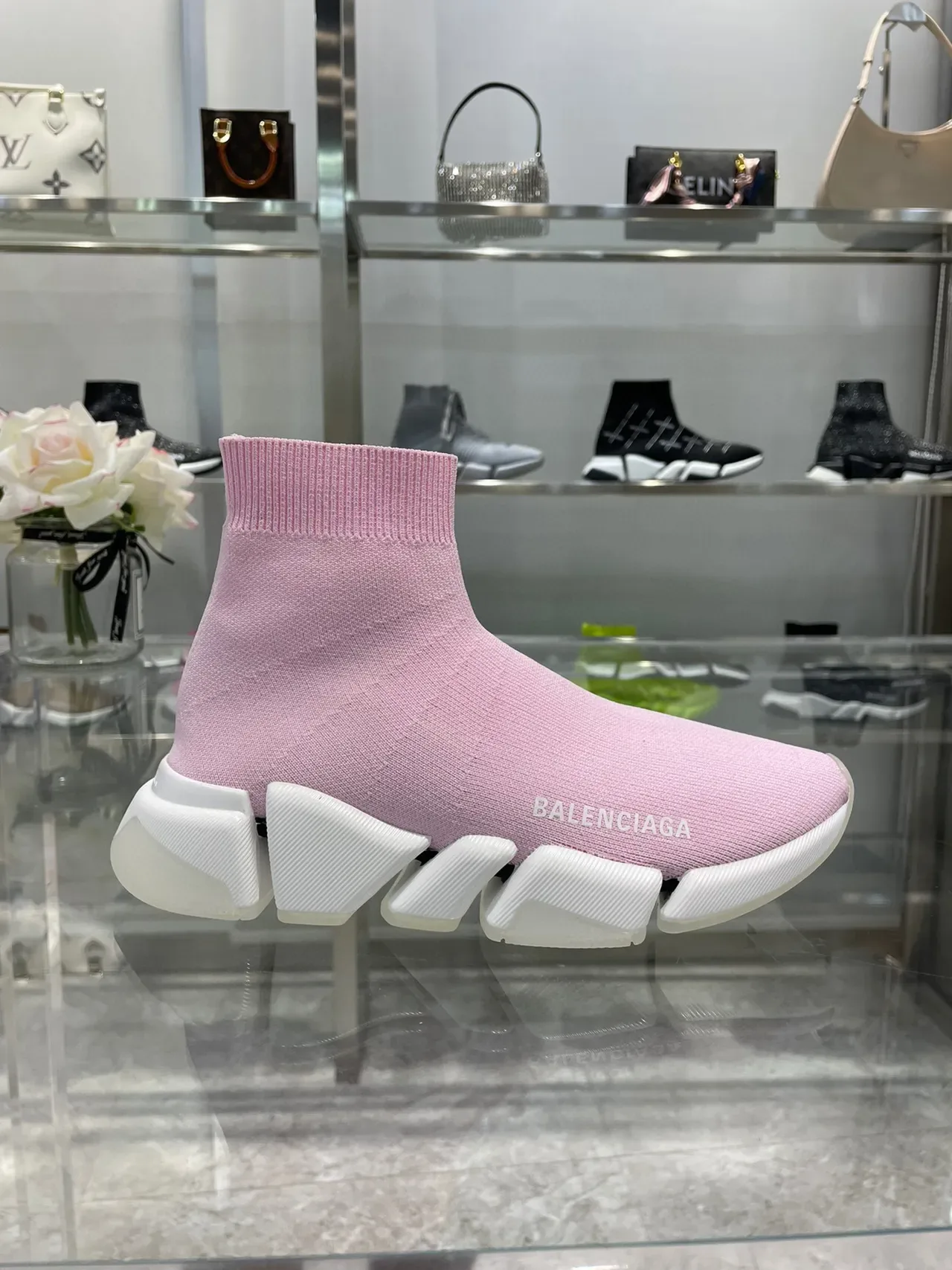 Balenciaga Speed Trainer Pink Sock-Fit Lifestyle Sneakers 4