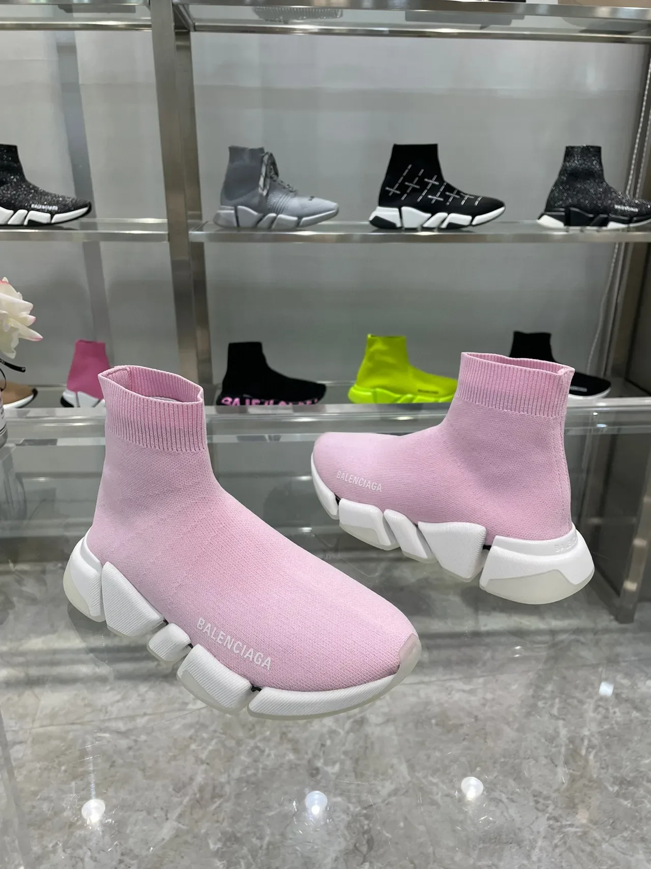 Balenciaga Speed Trainer Pink Sock-Fit Lifestyle Sneakers 6