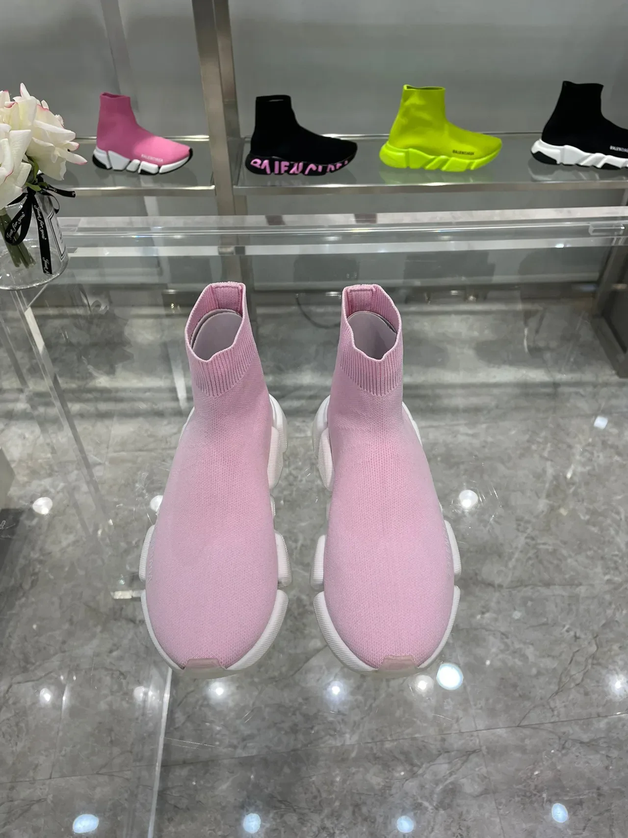 Balenciaga Speed Trainer Pink Sock-Fit Lifestyle Sneakers 7