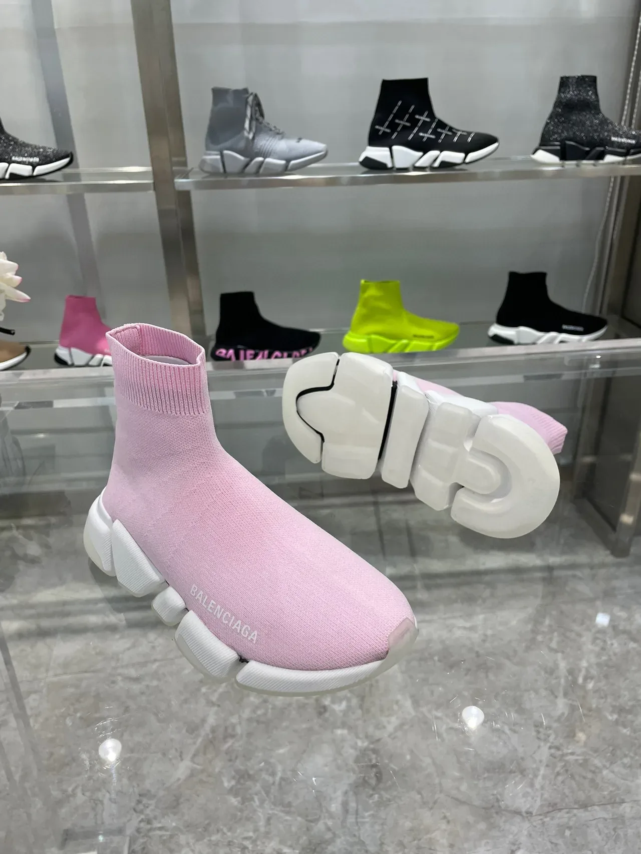 Balenciaga Speed Trainer Pink Sock-Fit Lifestyle Sneakers 8