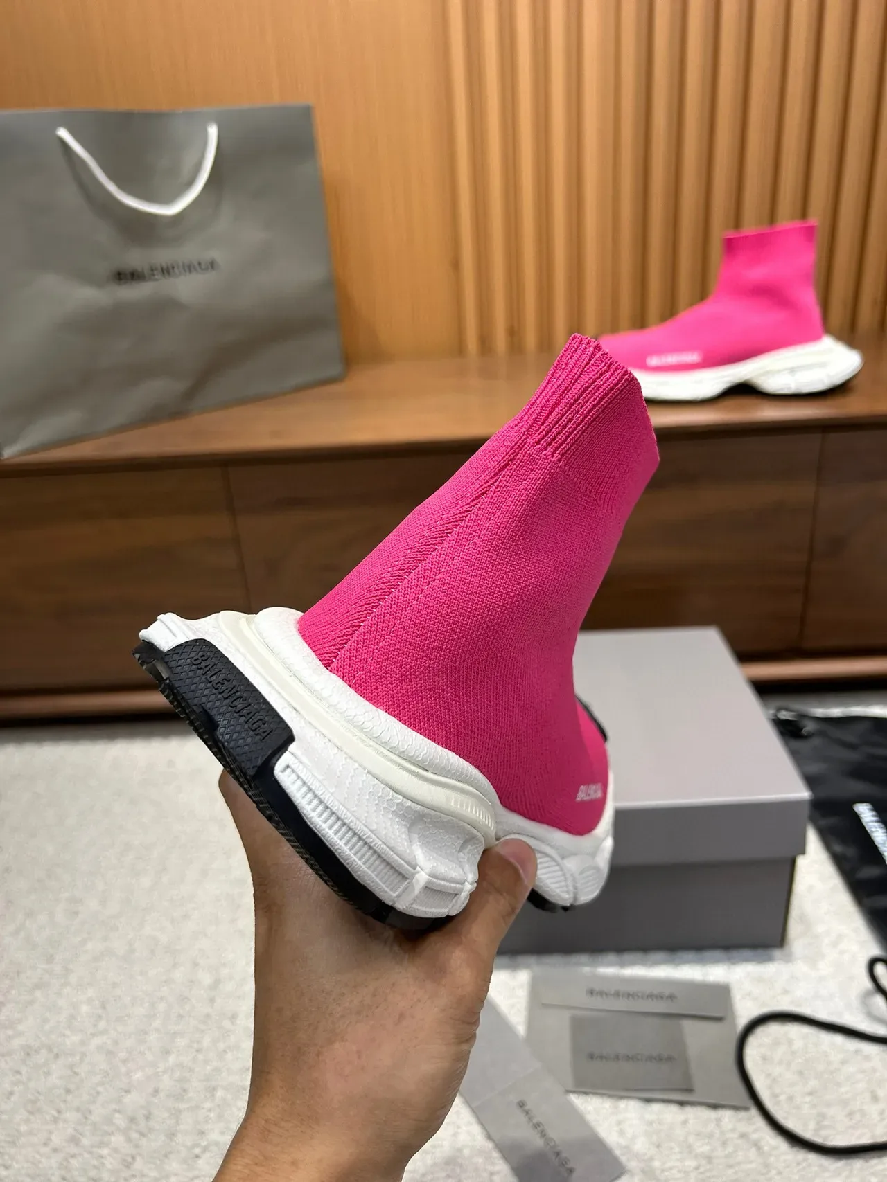 Balenciaga Speed Trainer Pink Sock-Fit Lifestyle Sneakers 2
