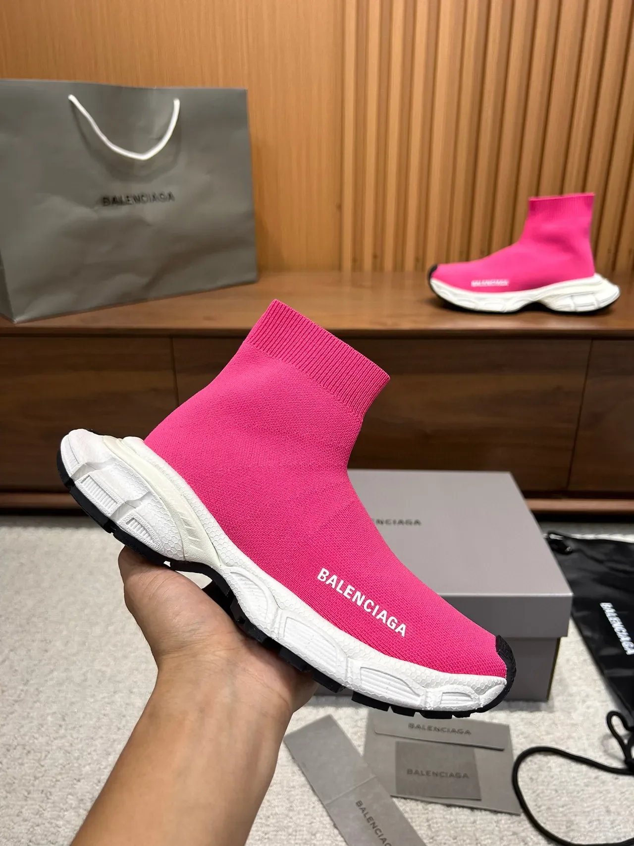 Balenciaga Speed Trainer Pink Sock-Fit Lifestyle Sneakers 3
