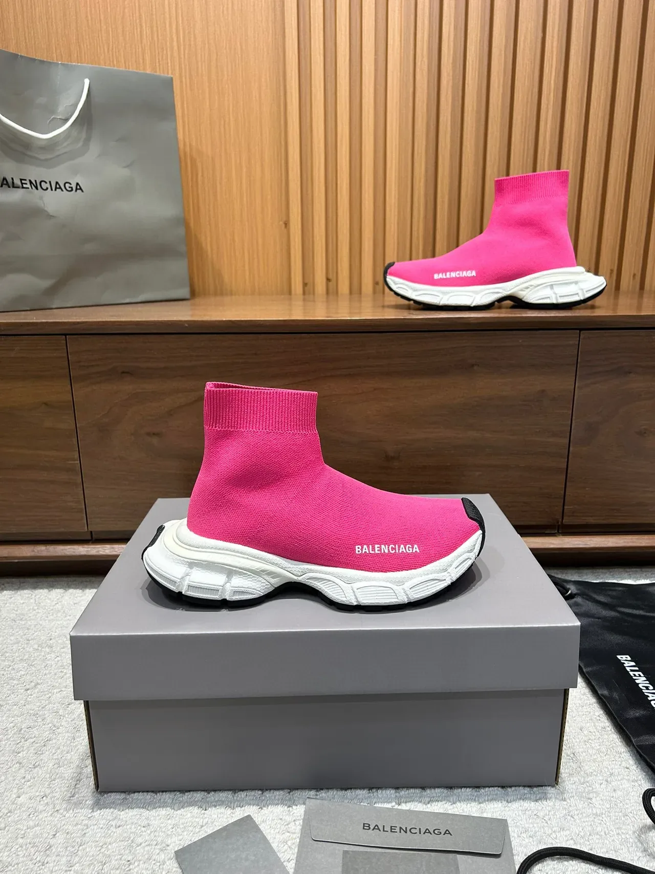 Balenciaga Speed Trainer Pink Sock-Fit Lifestyle Sneakers 5