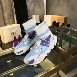 Balenciaga Speed Trainer Wave-Print সাদা নীল লাইফস্টাইল স্নিকার