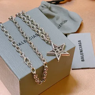 Colgante de estrella Balenciaga Plata Oro Cadena gruesa de eslabones Collar de cinco puntas
