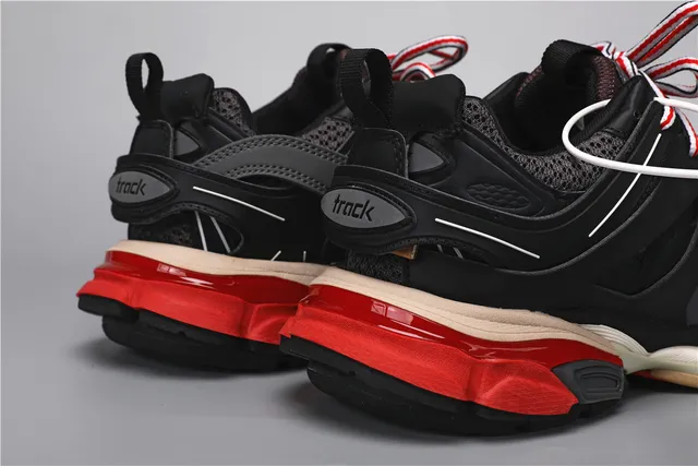 Balenciaga Track Sneaker أسود, أحمر, بيج, أحذية كاجوال سميكة 2