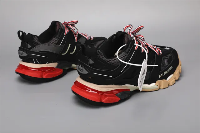 Balenciaga Track Sneaker أسود, أحمر, بيج, أحذية كاجوال سميكة 3