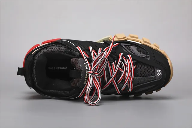 Balenciaga Track Sneaker أسود, أحمر, بيج, أحذية كاجوال سميكة 7
