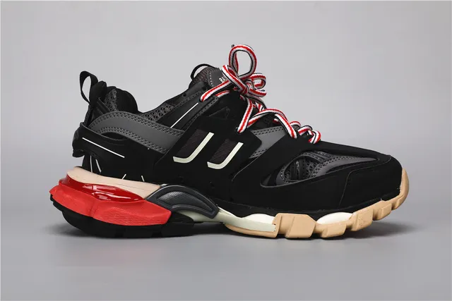 Balenciaga Track Sneaker أسود, أحمر, بيج, أحذية كاجوال سميكة 8