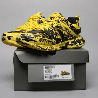 Balenciaga Track Sneaker أصفر/أسود Graffiti-Print حذاء رياضي سميك