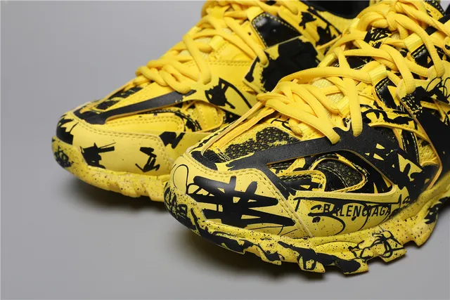 Balenciaga Track Sneaker Jaune/Noir Graffiti-Print Baskets chunky 4