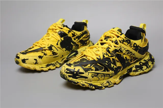 Balenciaga Track Sneaker Jaune/Noir Graffiti-Print Baskets chunky 5