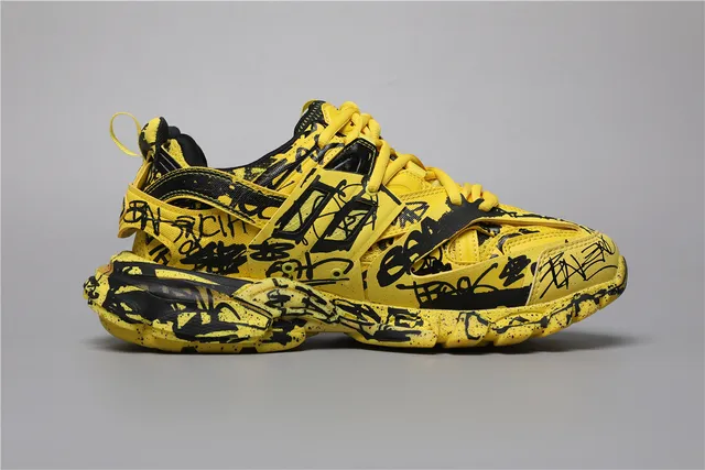 Balenciaga Track Sneaker Jaune/Noir Graffiti-Print Baskets chunky 8