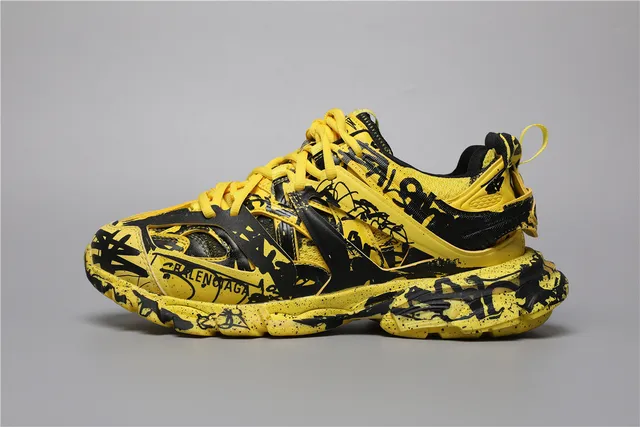 Balenciaga Track Sneaker Jaune/Noir Graffiti-Print Baskets chunky 9
