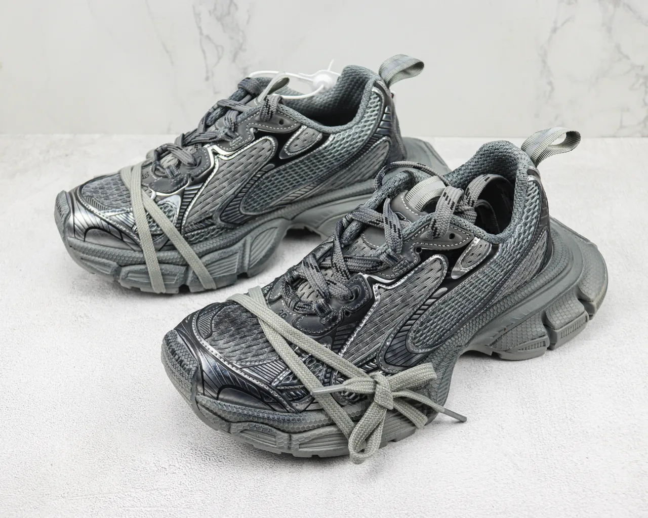 Balenciaga Track Trainer Cinza Monocromático Tênis Chunky 4