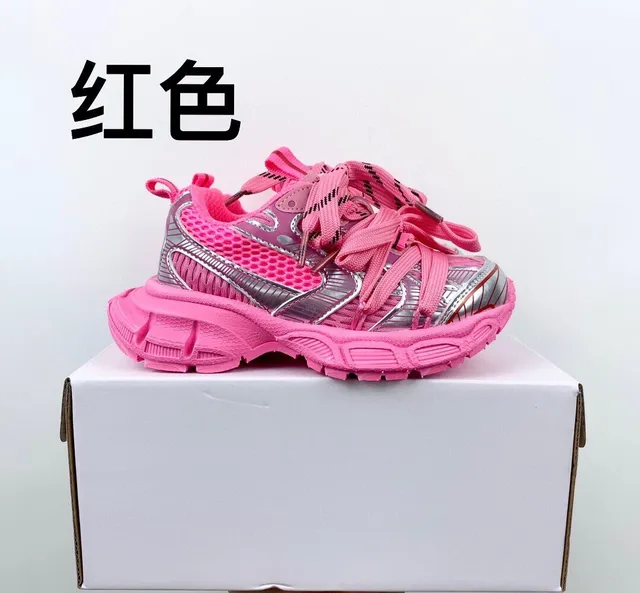 Balenciaga Track Trainer حذاء رياضي وردي وفضي سميك 3